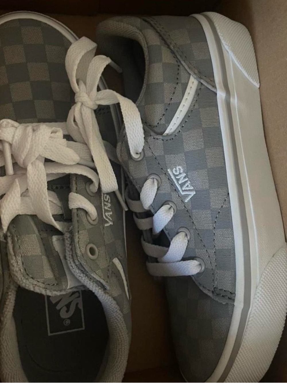 Vans Kids Gray Checkerboard Lace-Up Sneakers